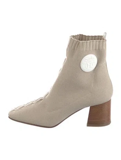 Pre-owned Hermes 2021 Volver 60 Sock Boots In Neutral
