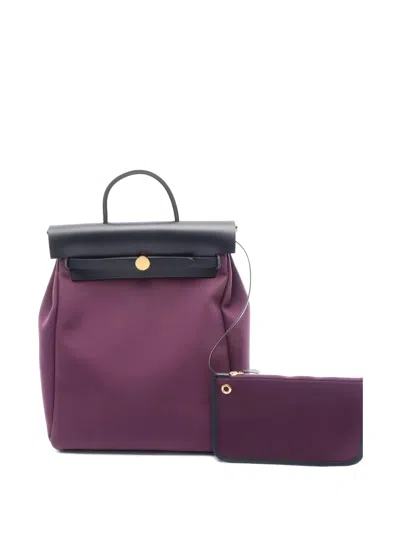 Pre-owned Hermes 2021 Zip Leather Backpack In Purple