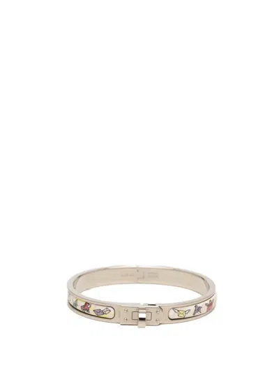 Pre-owned Hermes 2021-2024 Narrow Enamel Mini Clic Kelly Flagship Bracelet Costume Bracelet In 银色