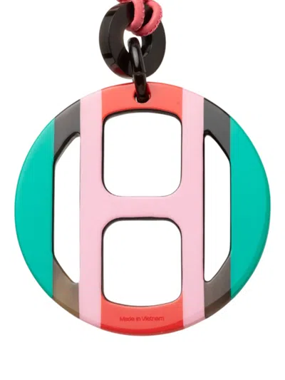 Pre-owned Hermes 2021-2026 Buffalo Horn H Equipe Pendant Necklace Costume Necklace In Multicolour