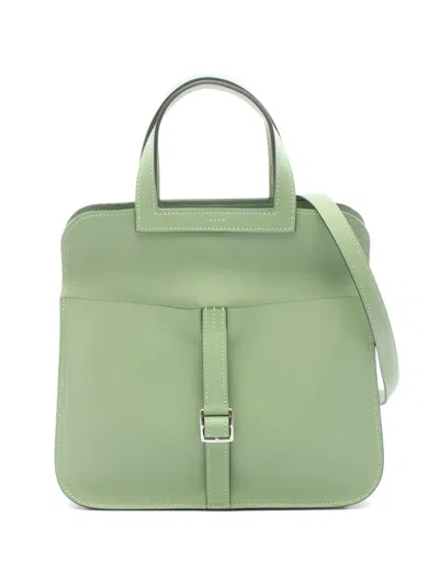 Pre-owned Hermes 2022 25 Arzan Leather Tote Bag In Green