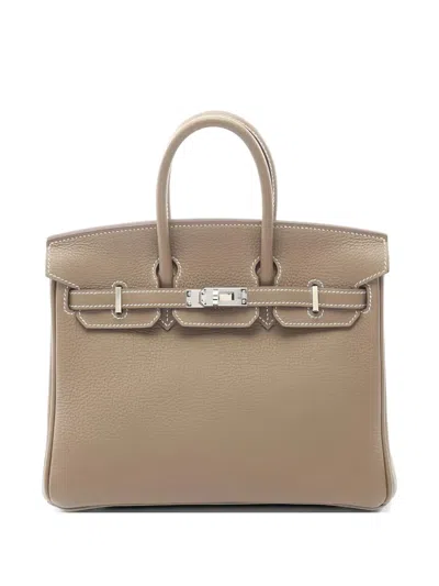 Pre-owned Hermes 2022 25 Birkin Tote Bag In Neutral