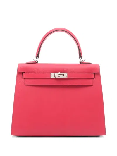 Pre-owned Hermes 2022 25 Kelly Leather Tote Bag In Pink