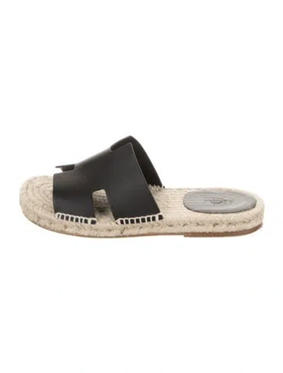 Pre-owned Hermes 2022 Antigua Espadrilles In Black
