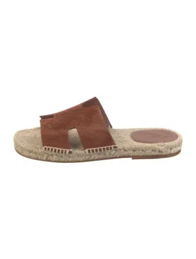 Pre-owned Hermes 2022 Antigua Slides In Brown