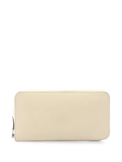 Pre-owned Hermes 2022 Azap Long Silk-in Wallet In Neutrals