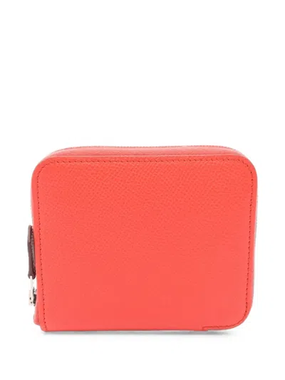 Pre-owned Hermes 2022 Azap Silk'in Compact Wallet In Red