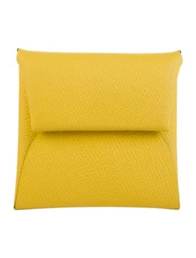 Pre-owned Hermes 2022 Bastia Coin Pouch In Yellow