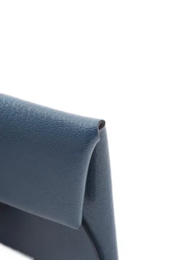 Pre-owned Hermes 2022 Bastia Leather Coin Purse In Blue