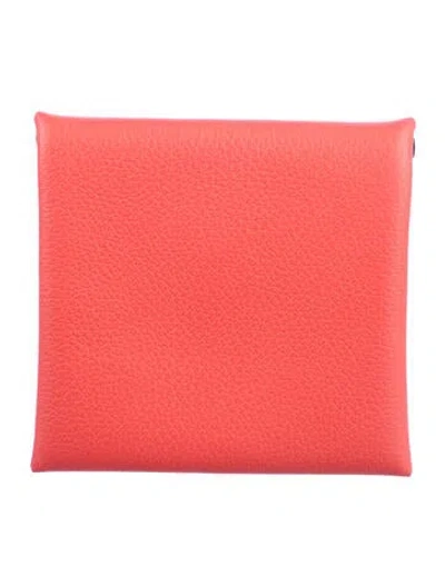 Pre-owned Hermes 2022 Bastia Verso Coin Pouch In Pink