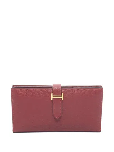 Pre-owned Hermes 2022 Bearn Soufflé Bi-fold Wallet In Red