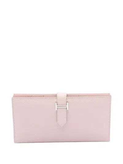 Pre-owned Hermes 2022 Béarn Soufflé Epsom Wallet In Pink