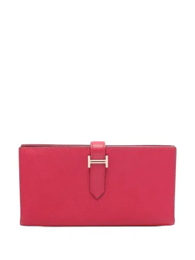 Pre-owned Hermes 2022 Béarn Soufflé Wallet In Pink