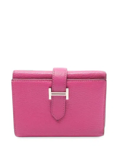 Pre-owned Hermes 2022 Bearn Trifold Wallet In Pink