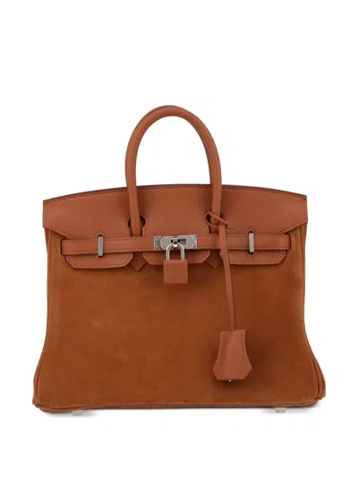 Pre-owned Hermes 2022 Birkin Grizzly 25 Handbag In Brown