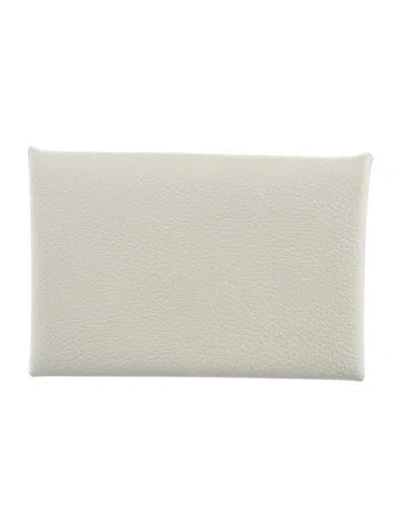 Pre-owned Hermes 2022 Calvi Cardholder In Neutrals