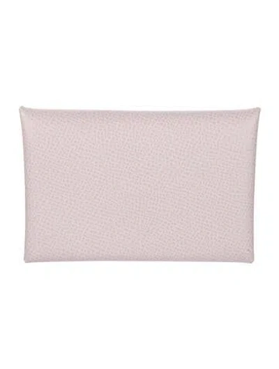 Pre-owned Hermes 2022 Calvi Cardholder In Pink