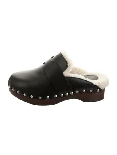 Pre-owned Hermes 2022 Calya Mules In Black