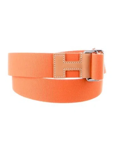 Pre-owned Hermes 2022 Canvas Nomade Belt In Orange