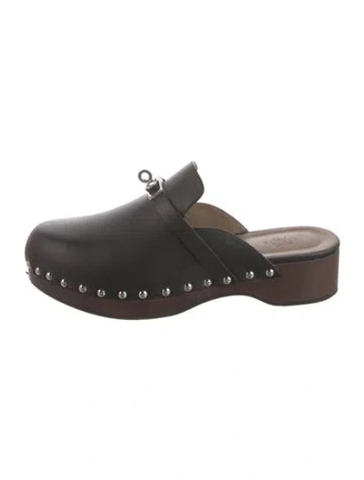 Pre-owned Hermes 2022 Carlotta Mules In Black