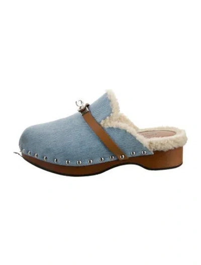 Pre-owned Hermes 2022 Carlotta Mules In Blue
