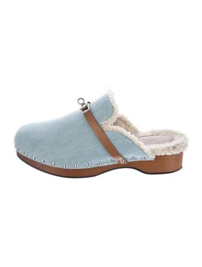 Pre-owned Hermes 2022 Carlotta Mules In Blue