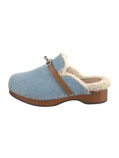 Pre-owned Hermes 2022 Carlotta Mules In Blue