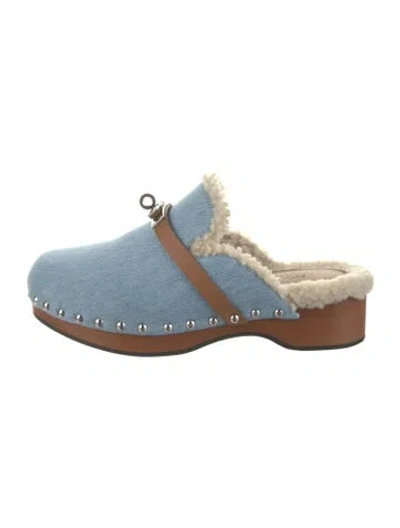 Pre-owned Hermes 2022 Carlotta Mules In Blue