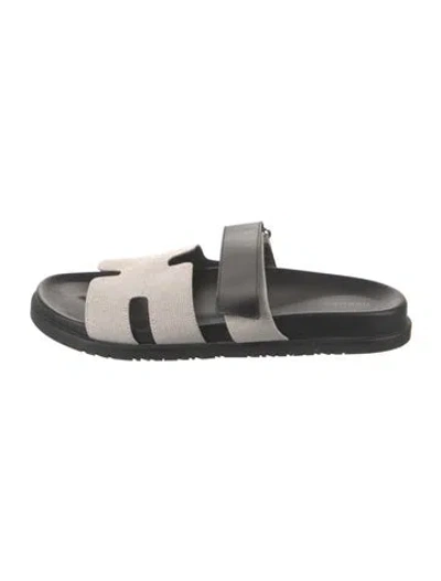 Pre-owned Hermes 2022 Chypre Sandals In Black/grey