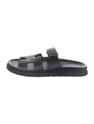 Pre-owned Hermes 2022 Chypre Slides In Black
