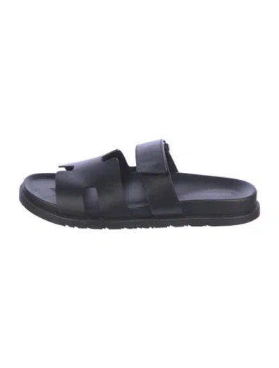 Pre-owned Hermes 2022 Chypre Slides In Black