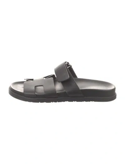 Pre-owned Hermes 2022 Chypre Slides In Black
