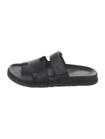 Pre-owned Hermes 2022 Chypre Slides In Black