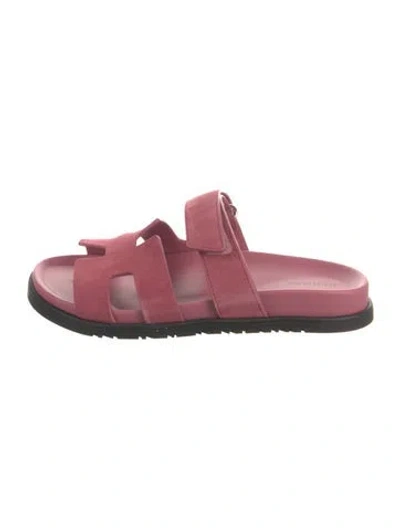 Pre-owned Hermes 2022 Chypre Slides In Pink