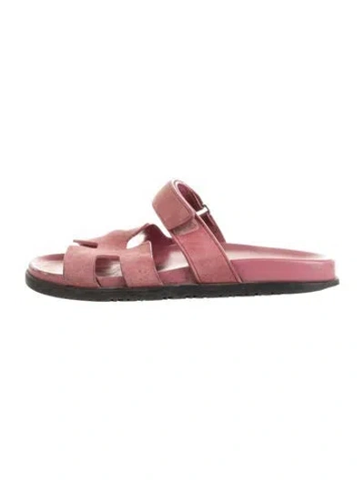 Pre-owned Hermes 2022 Chypre Slides In Pink