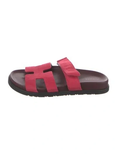 Pre-owned Hermes 2022 Chypre Slides In Pink