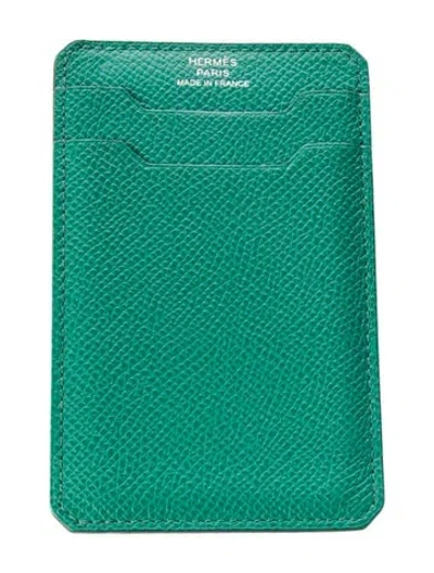 Pre-owned Hermes 2022 City 3cc Card Holder In Green