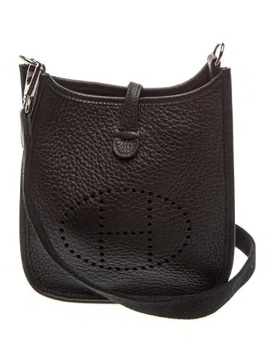 Pre-owned Hermes 2022 Clemence Evelyne Tpm 16 In Black