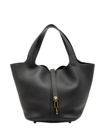Pre-owned Hermes 2022 Clemence Picotin Lock 22 Handbag In Black
