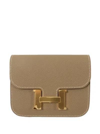 Pre-owned Hermes 2022 Constance Leather Wallet In Neutral
