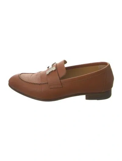 Pre-owned Hermes 2022 Constance Paris Loafers In Brown