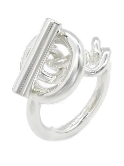 Pre-owned Hermes 2022 Croisette Ring In Silver