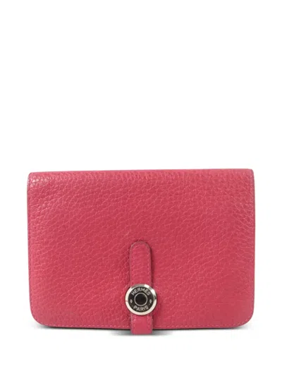 Pre-owned Hermes 2022 Dogon Leather Wallet In Pink