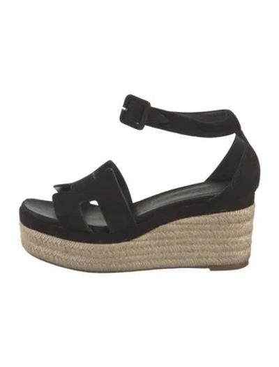Pre-owned Hermes 2022 Elda Espadrilles In Black