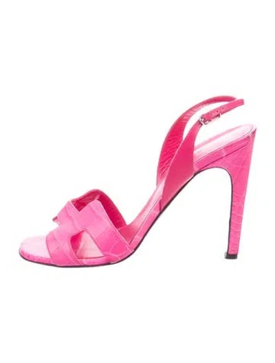 Pre-owned Hermes 2022 Ella 105 Slingback Sandals In Pink