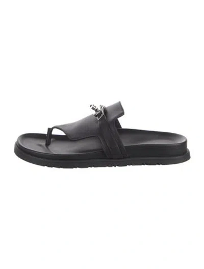 Pre-owned Hermes 2022 Empire Flip Flops In Black