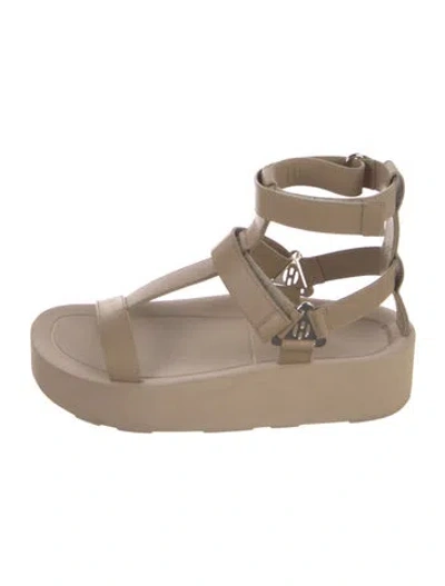 Pre-owned Hermes 2022 Enid Gladiator Sandals In Neutral