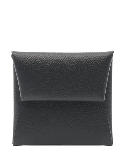 Pre-owned Hermes 2022 Epsom Bastia Purse Coin Pouch In Black