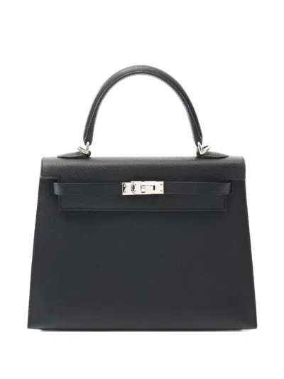 Pre-owned Hermes 2022 Epsom Kelly 25 Two-way Handbag In Black