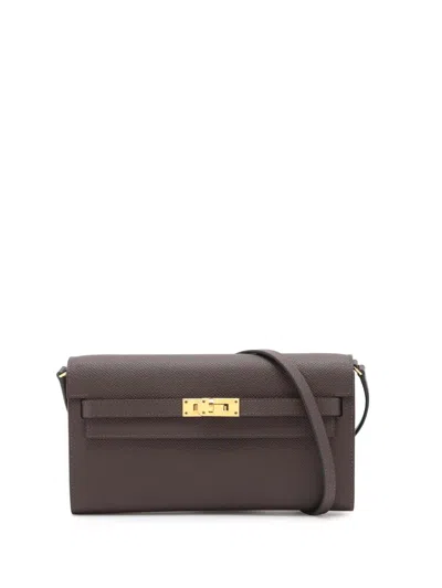 Pre-owned Hermes 2022 Epsom Kelly To Go Wallet Crossbody Bag In Brown
